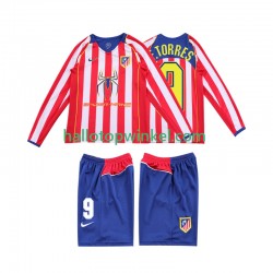 Atlético Madrid Voetbalshirt F TORRES 9 2005 Retro Kleuters/Kids Thuis Tenue 2004 Lange Mouw