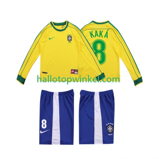 Brazilië Voetbalshirt KAKA 8 1998 Retro Kleuters/Kids Thuis Tenue Lange Mouw
