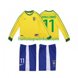Brazilië Voetbalshirt RONALDINHO 11 1998 Retro Kleuters/Kids Thuis Tenue Lange Mouw