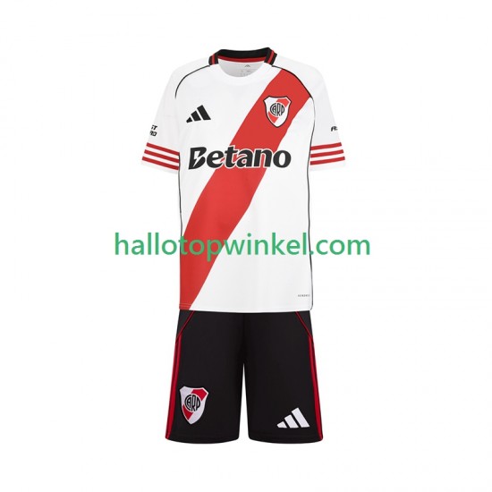 CA River Plate Voetbalshirt Kleuters/Kids Thuis Tenue 2025-2026 Korte Mouw