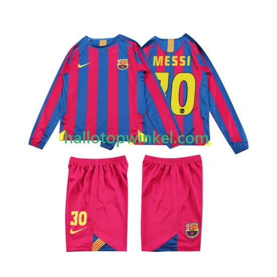FC Barcelona Voetbalshirt Lionel Messi 10 2005 Retro Kleuters/Kids Thuis Tenue 2006 Lange Mouw