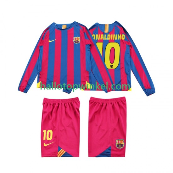 FC Barcelona Voetbalshirt RONALDINHO 10 2005 Retro Kleuters/Kids Thuis Tenue 2006 Lange Mouw