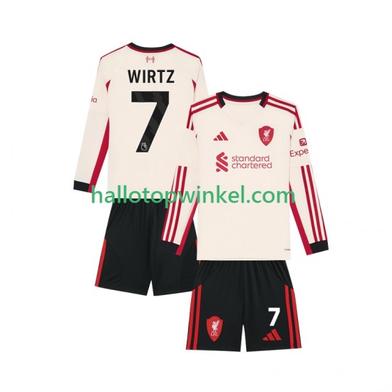 Liverpool Voetbalshirt Florian Wirtz 7 Kleuters/Kids Uit Tenue 2025-2026 Lange Mouw