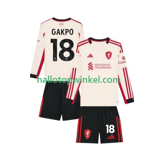 Liverpool Voetbalshirt Gakpo 18 Kleuters/Kids Uit Tenue 2025-2026 Lange Mouw