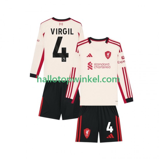 Liverpool Voetbalshirt Virgil van Dijk 4 Kleuters/Kids Uit Tenue 2025-2026 Lange Mouw