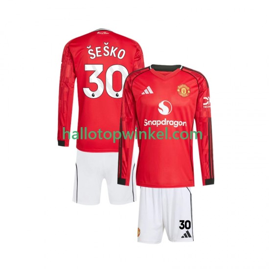 Manchester United Voetbalshirt Benjamin Sesko 30 Kleuters/Kids Thuis Tenue 2025-2026 Lange Mouw
