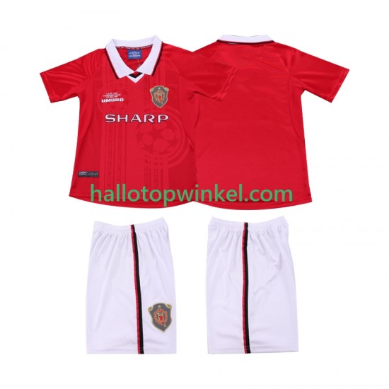 Manchester United Voetbalshirt 2000 Retro Kleuters/Kids Thuis Tenue 1999 Korte Mouw