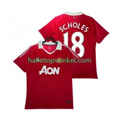 Manchester United Voetbalshirt SCHOLES 18 Retro Heren Thuis Tenue 2011 2010 Korte Mouw
