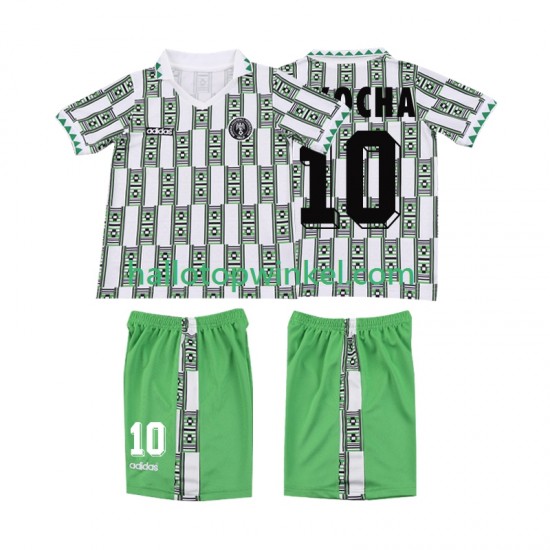 Nigeria Voetbalshirt OKOCHA 10 Retro Kleuters/Kids Uit Tenue 1994 Korte Mouw