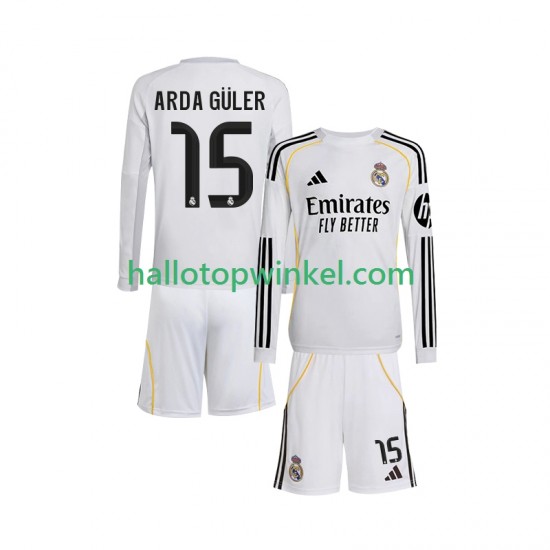 Real Madrid Voetbalshirt Arda Guler 15 Kleuters/Kids Thuis Tenue 2025-2026 Lange Mouw