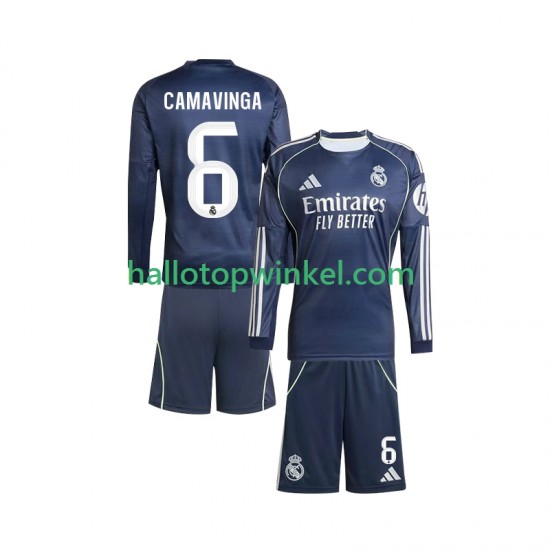 Real Madrid Voetbalshirt Camavinga 6 Kleuters/Kids Uit Tenue 2025-2026 Lange Mouw
