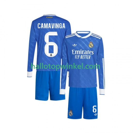 Real Madrid Voetbalshirt Camavinga 6 Kleuters/Kids Derde Tenue 2025-2026 Lange Mouw