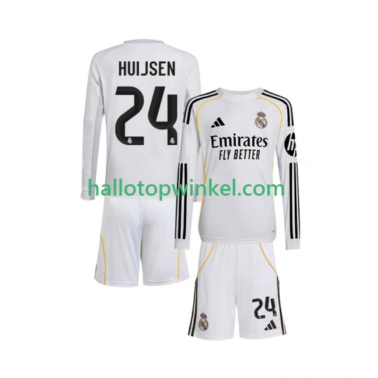 Real Madrid Voetbalshirt Huijsen 24 Kleuters/Kids Thuis Tenue 2025-2026 Lange Mouw