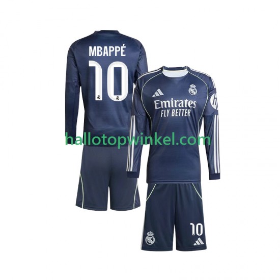 Real Madrid Voetbalshirt Mbappé Kylian 10 Kleuters/Kids Uit Tenue 2025-2026 Lange Mouw