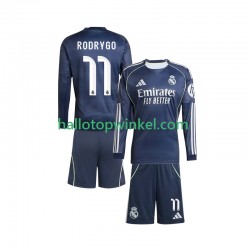 Real Madrid Voetbalshirt Rodrygo 11 Kleuters/Kids Uit Tenue 2025-2026 Lange Mouw