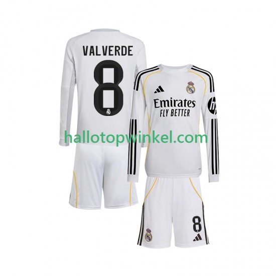 Real Madrid Voetbalshirt Valverde 8 Kleuters/Kids Thuis Tenue 2025-2026 Lange Mouw
