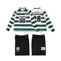 Sporting CP Voetbalshirt Cristiano Ronaldo 28 2001 2003 Retro Kleuters/Kids Thuis Tenue Lange Mouw