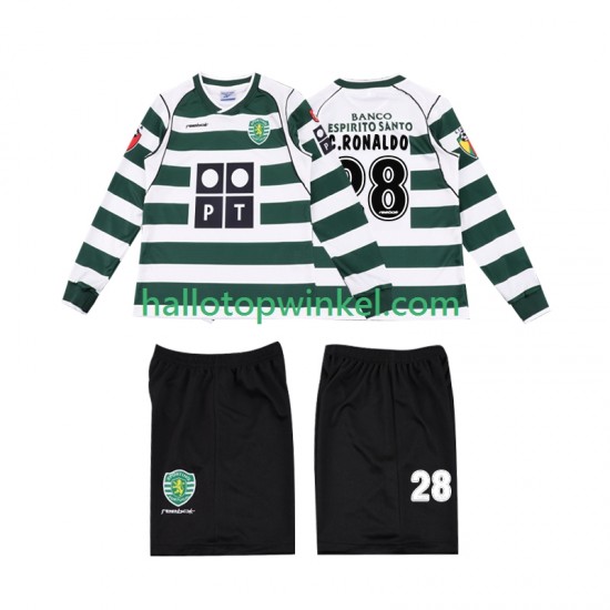 Sporting CP Voetbalshirt Cristiano Ronaldo 28 2001 2003 Retro Kleuters/Kids Thuis Tenue Lange Mouw