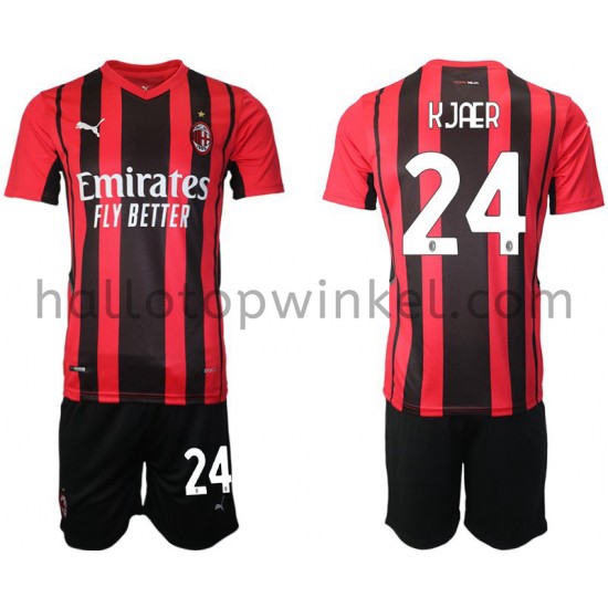 AC Milan Voetbalshirt Simon Kjaer 24 Kleuters/Kids Thuis Tenue 2021-2022 Korte Mouw