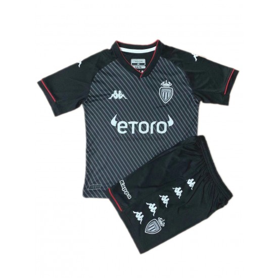 AS Monaco Voetbalshirt Kleuters/Kids Uit Tenue 2021-2022 Korte Mouw