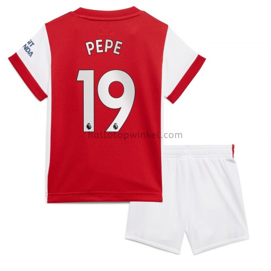 Arsenal Voetbalshirt Nicolas Pepe 19 Kleuters/Kids Thuis Tenue 2021-2022 Korte Mouw