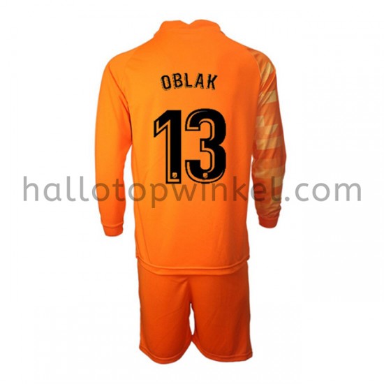 Atlético Madrid Voetbalshirt Doelman Jan Oblak 13 Kleuters/Kids Thuis Tenue 2021-2022 Lange Mouw