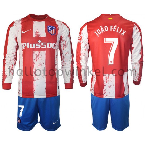 Atlético Madrid Voetbalshirt Joao Felix 7 Kleuters/Kids Thuis Tenue 2021-2022 Lange Mouw