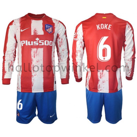 Atlético Madrid Voetbalshirt Koke 6 Kleuters/Kids Thuis Tenue 2021-2022 Lange Mouw
