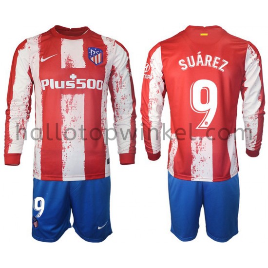 Atlético Madrid Voetbalshirt Suarez 9 Kleuters/Kids Thuis Tenue 2021-2022 Lange Mouw