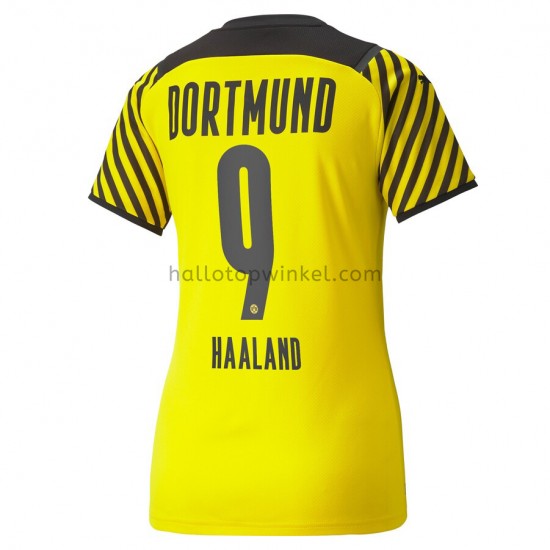 Borussia Dortmund Voetbalshirt Erling Haaland 9 Dames Thuis Tenue 2021-2022 Korte Mouw