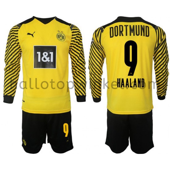 Borussia Dortmund Voetbalshirt Haaland 9 Kleuters/Kids Thuis Tenue 2021-2022 Lange Mouw