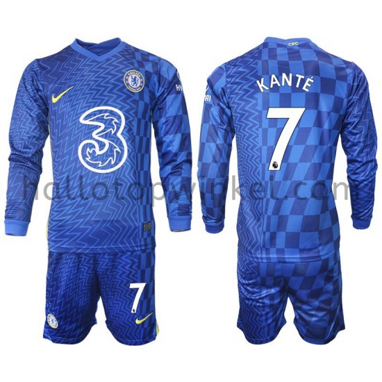Chelsea Voetbalshirt Kante 7 Kleuters/Kids Thuis Tenue 2021-2022 Lange Mouw