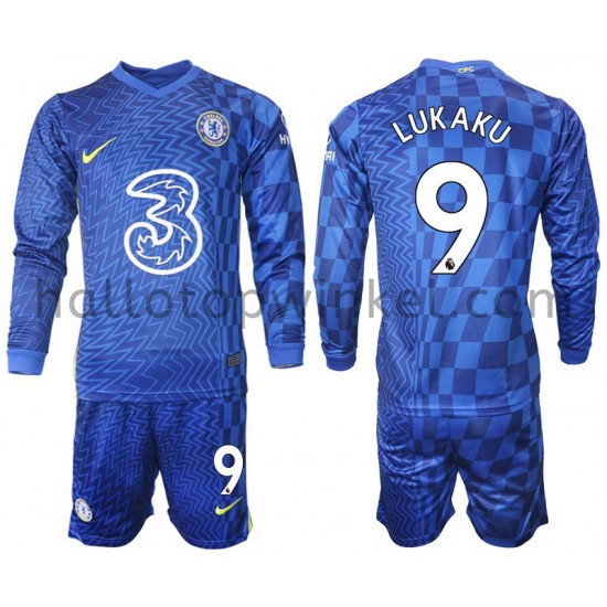 Chelsea Voetbalshirt LUKAKU 9 Kleuters/Kids Thuis Tenue 2021-2022 Lange Mouw