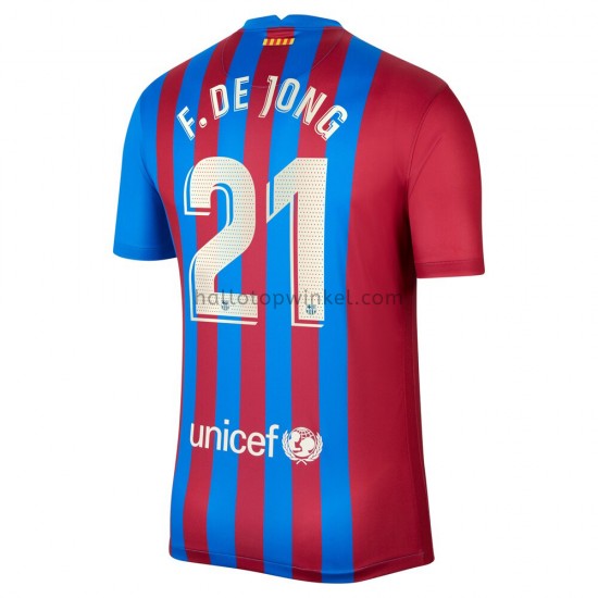FC Barcelona Voetbalshirt F.De Jong 21 Thuis Tenue 2021-2022 Korte Mouw