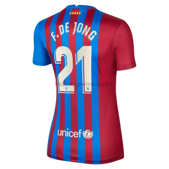 FC Barcelona Voetbalshirt F.De Jong 21 Dames Thuis Tenue 2021-2022 Korte Mouw