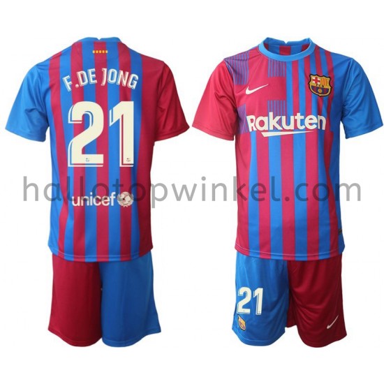 FC Barcelona Voetbalshirt Frenkie de Jong 21 Kleuters/Kids Thuis Tenue 2021-2022 Korte Mouw