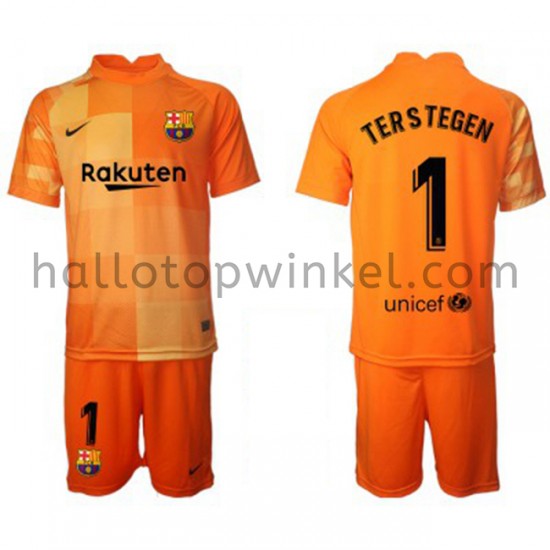 FC Barcelona Voetbalshirt Doelman Ter Stegen 1 Kleuters/Kids Thuis Tenue 2021-2022 Korte Mouw