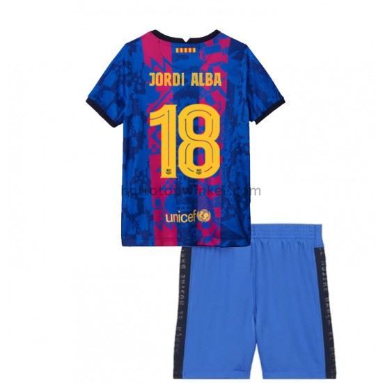 FC Barcelona Voetbalshirt Jordi Alba 18 Kleuters/Kids Derde Tenue 2021-2022 Korte Mouw