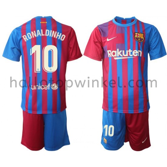FC Barcelona Voetbalshirt Ronaldinho 10 Kleuters/Kids Thuis Tenue 2021-2022 Korte Mouw