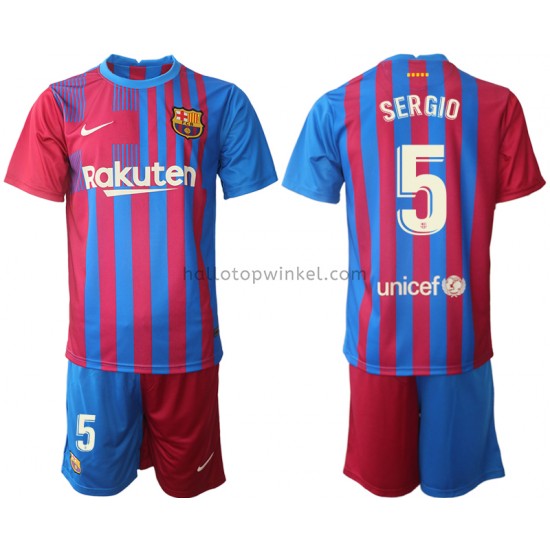 FC Barcelona Voetbalshirt Sergio Busquets 5 Kleuters/Kids Thuis Tenue 2021-2022 Korte Mouw
