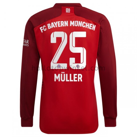 FC Bayern München Voetbalshirt Thomas Muller 25 Thuis Tenue 2021-2022 Lange Mouw