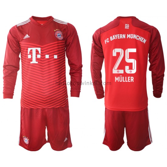 FC Bayern München Voetbalshirt Thomas Muller 25 Kleuters/Kids Thuis Tenue 2021-2022 Lange Mouw