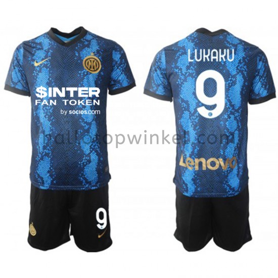 Inter Milan Voetbalshirt Voetbalshirt Romelu Lukaku 9 Kleuters/Kids Thuis Tenue 2021-2022 Korte Mouw