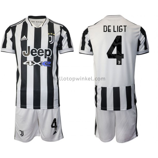 Juventus Voetbalshirt Matthijs de Ligt 4 Kleuters/Kids Thuis Tenue 2021-2022 Korte Mouw