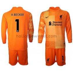 Liverpool Voetbalshirt Doelman A.BECKER 1 Kleuters/Kids Vierde Tenue 2021-2022 Lange Mouw