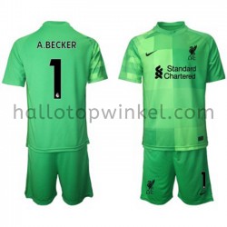 Liverpool Voetbalshirt Doelman Alisson Becker 1 Kleuters/Kids Thuis Tenue 2021-2022 Korte Mouw