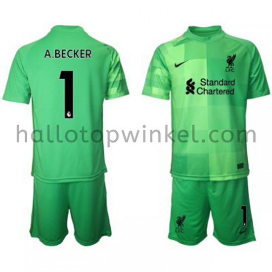 Liverpool Voetbalshirt Doelman Alisson Becker 1 Kleuters/Kids Thuis Tenue 2021-2022 Korte Mouw