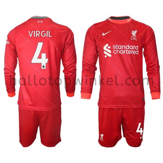 Liverpool Voetbalshirt VIRGIL 4 Kleuters/Kids Thuis Tenue 2021-2022 Lange Mouw