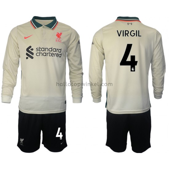 Liverpool Voetbalshirt Virgil van Dijk 4 Kleuters/Kids Uit Tenue 2021-2022 Lange Mouw