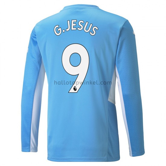Manchester City Voetbalshirt Gabriel Jesus 9 Thuis Tenue 2021-2022 Lange Mouw